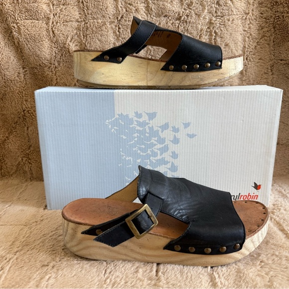FarylRobin Faryl Robin Dara Wood Wedge Clog Sandals - Picture 1 of 8